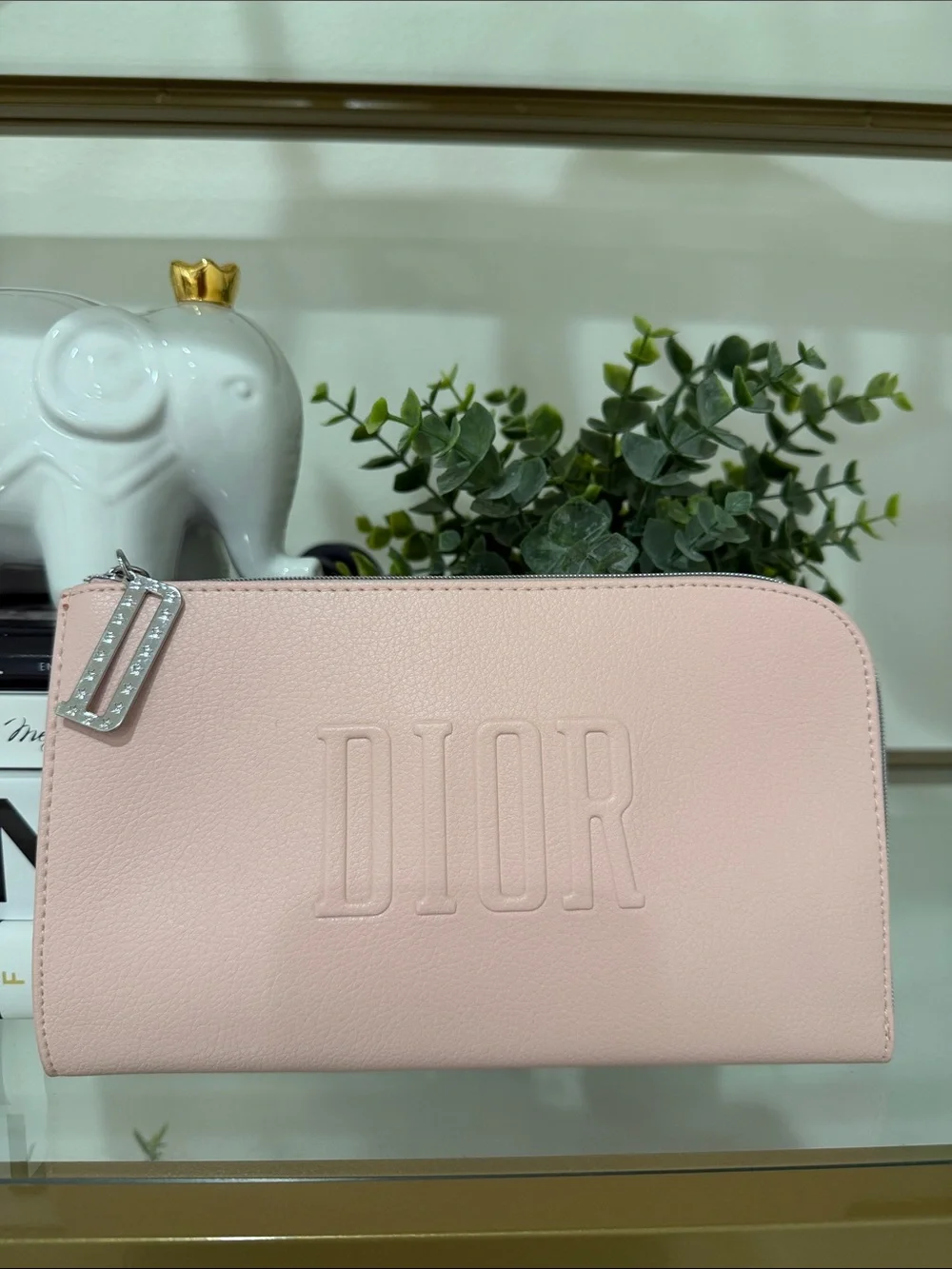 Dior Blush Pink Embossed Leather Pouch